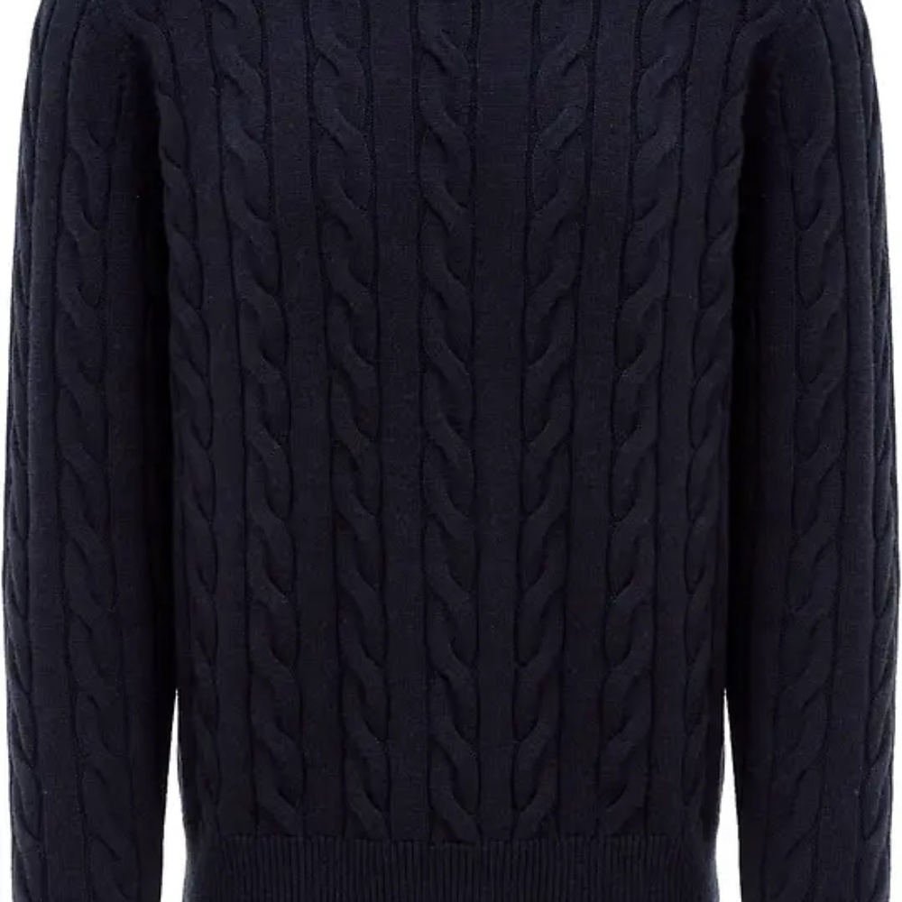 Vallier Dark Navy Unisex Dalston Cable Knit Sweater In Size XL NWT